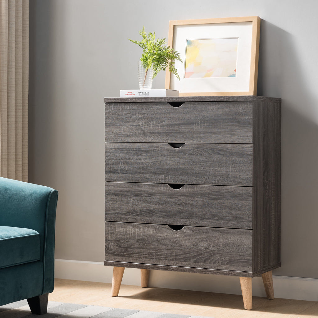 Dark Gray Wood 4-Drawer Chest J669