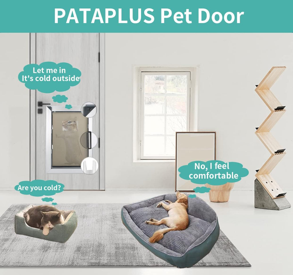 Large Pet Door Aluminum Dog Door Cat Door with Slide-in Lock Panel and Magnetic Flaps O69090