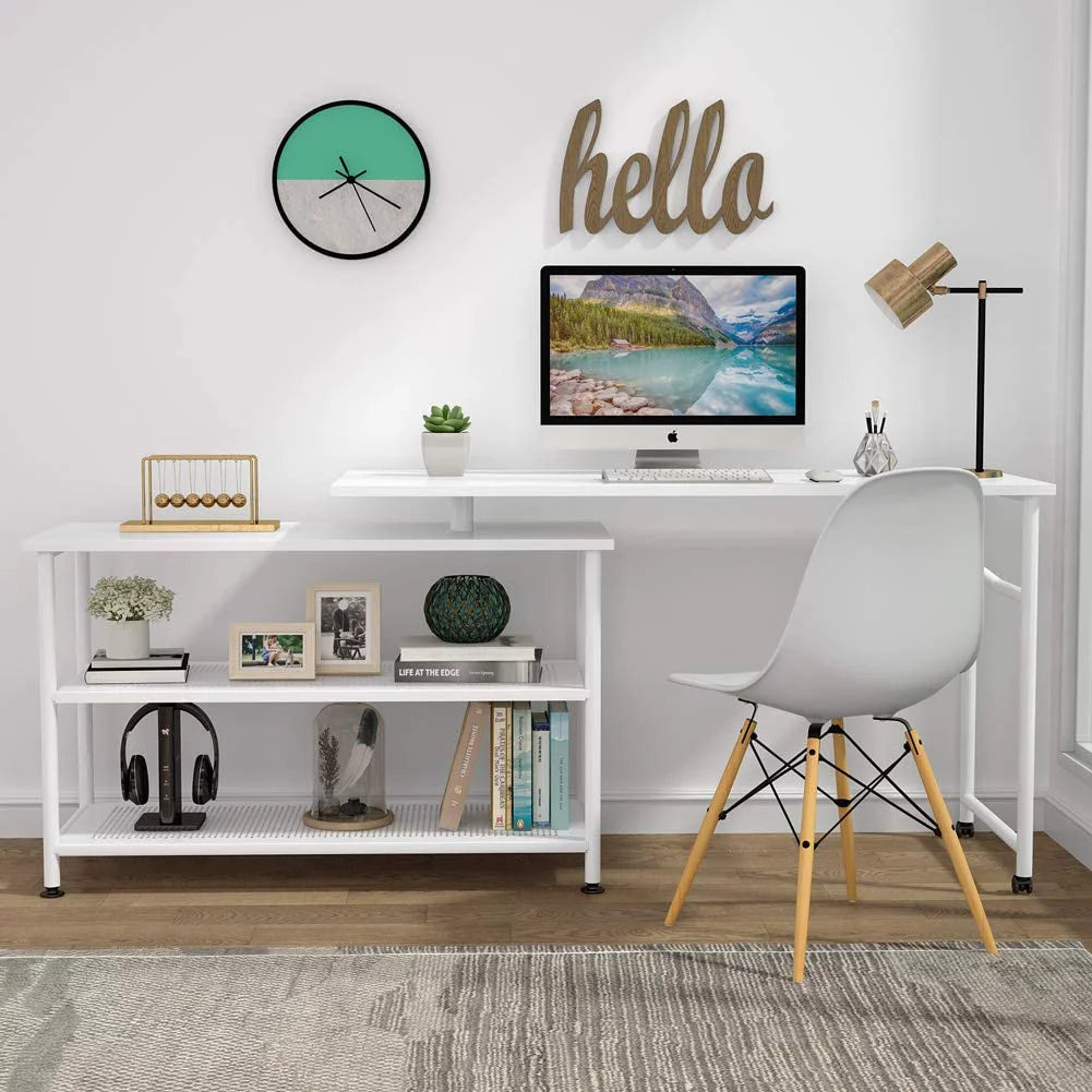 L-Shaped Desk with Storage Shelves D241017