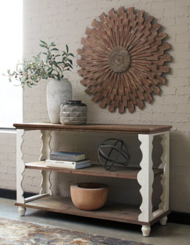Antique White/Brown Sofa Console Table X199