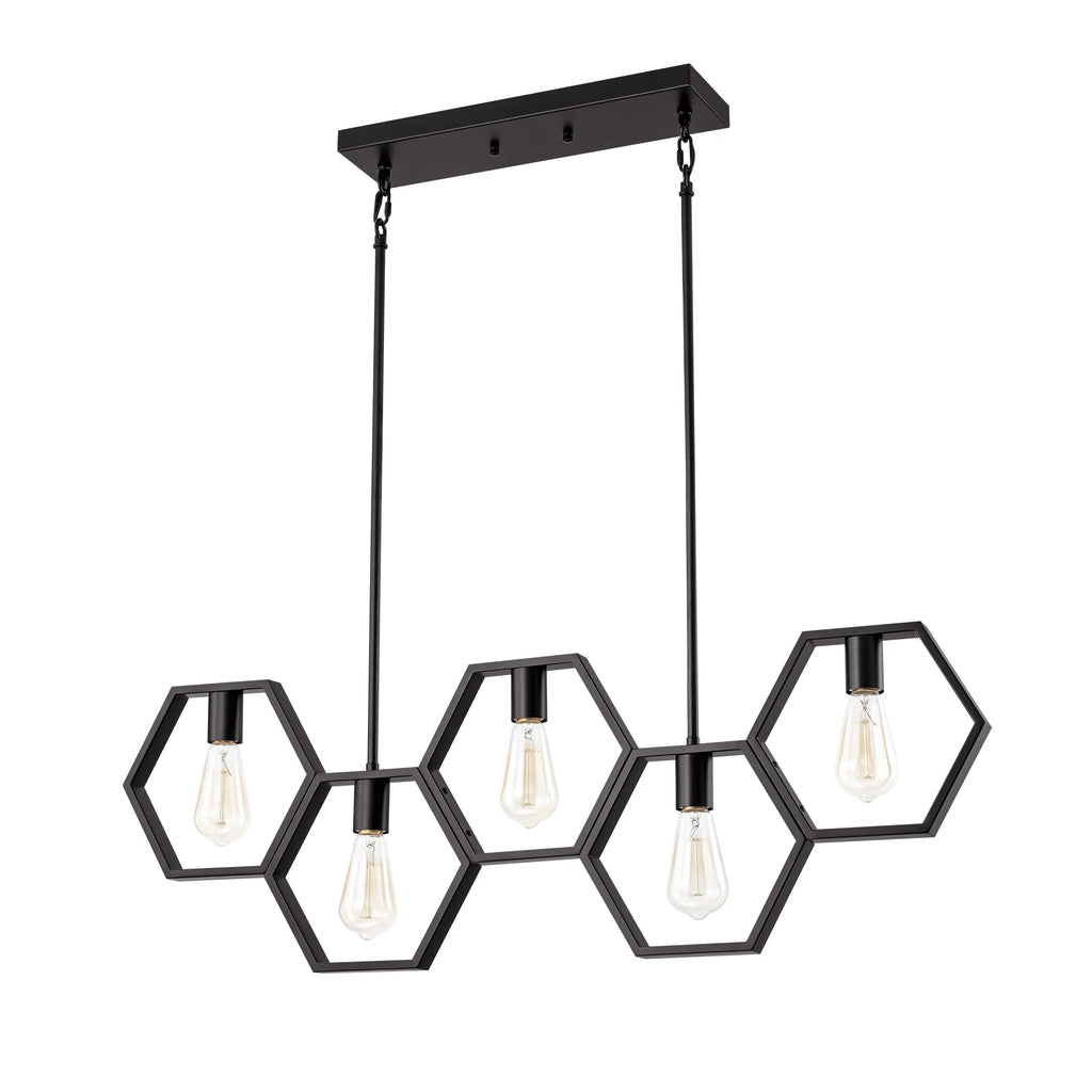 5-Light Square Geometric Pendant T622