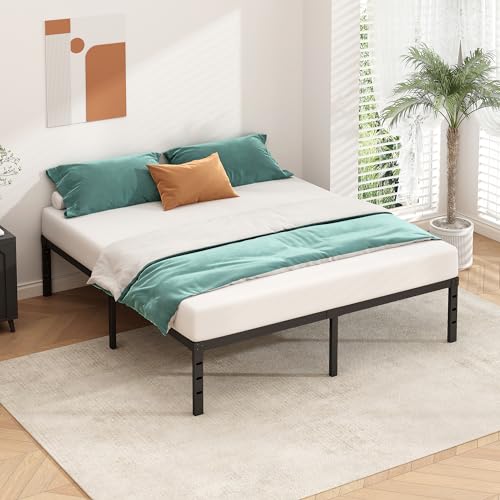 14 Inch Tall Black Metal Platform Twin Size Bed Frame S5941