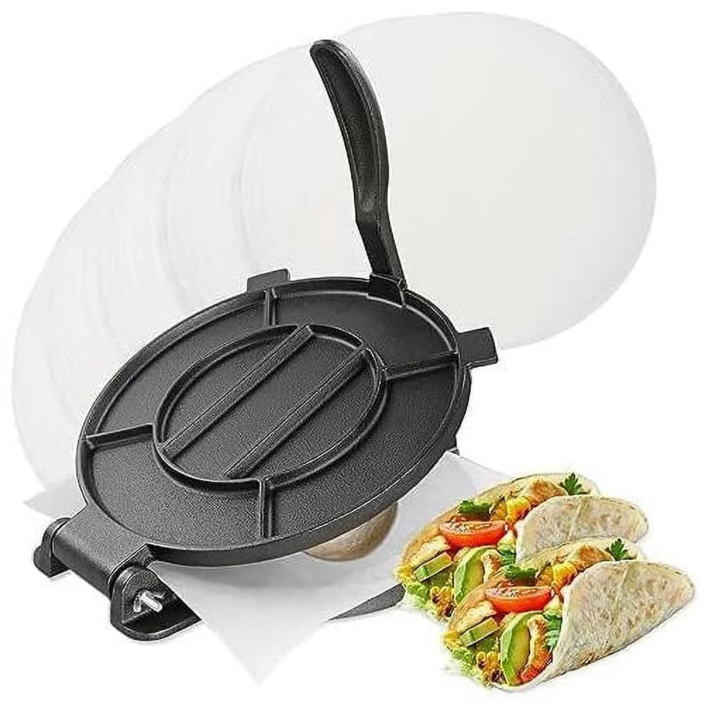 Cast Iron Tortilla Press 10In with 100 Cooking A4026