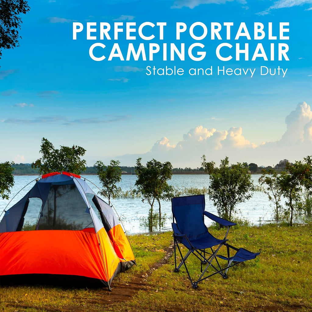 Portable Camping Chair with Footrest Mesh Folding Reclining Chair Steel Frame Padded Arm Chair Z1948