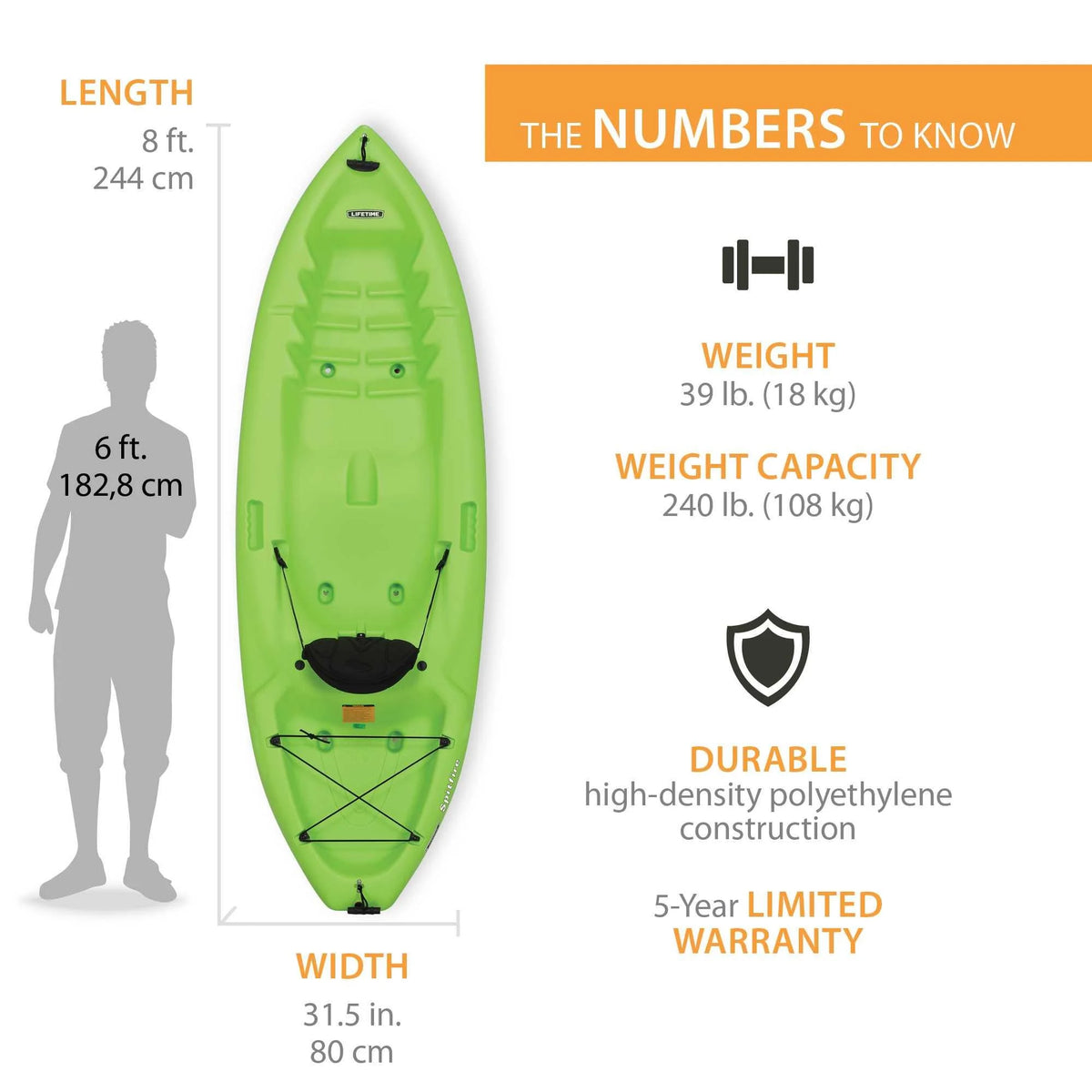 Lime Green 8 ft Sit-On-Top Kayak P595177