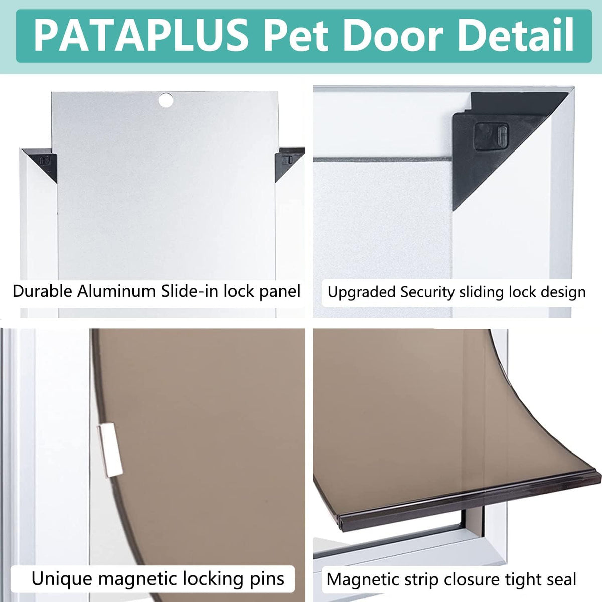 Large Pet Door Aluminum Dog Door Cat Door with Slide-in Lock Panel and Magnetic Flaps O69090