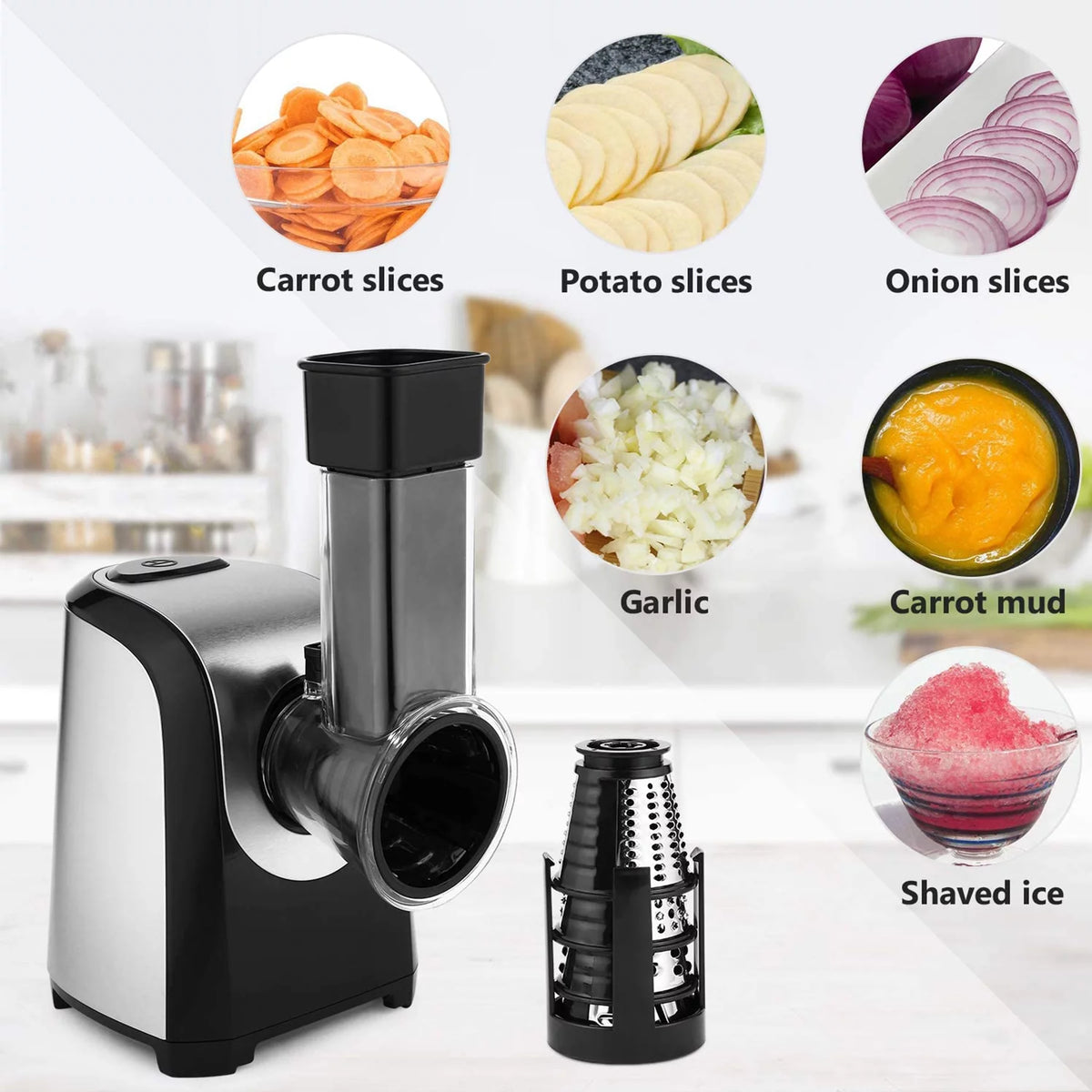 Electric Cheese Grater, 5 in-1 Vegetable Slicer, 150W B633183