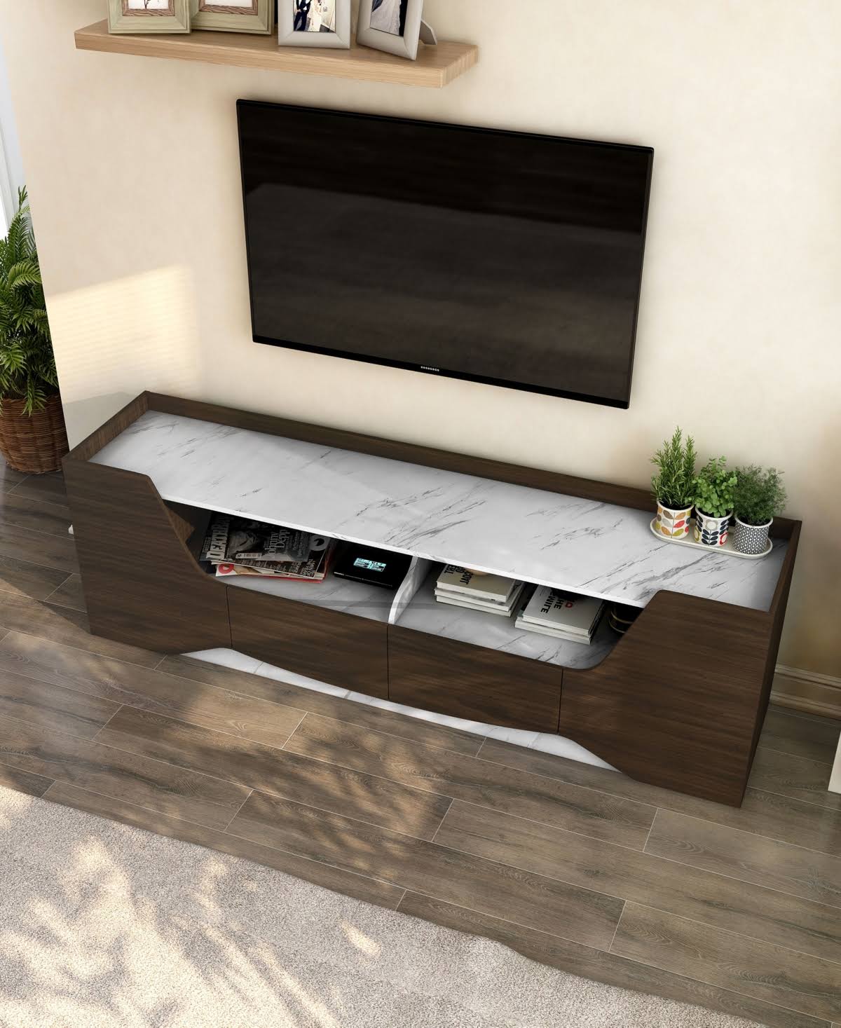Wenge Brown Floating TV Stand W3174