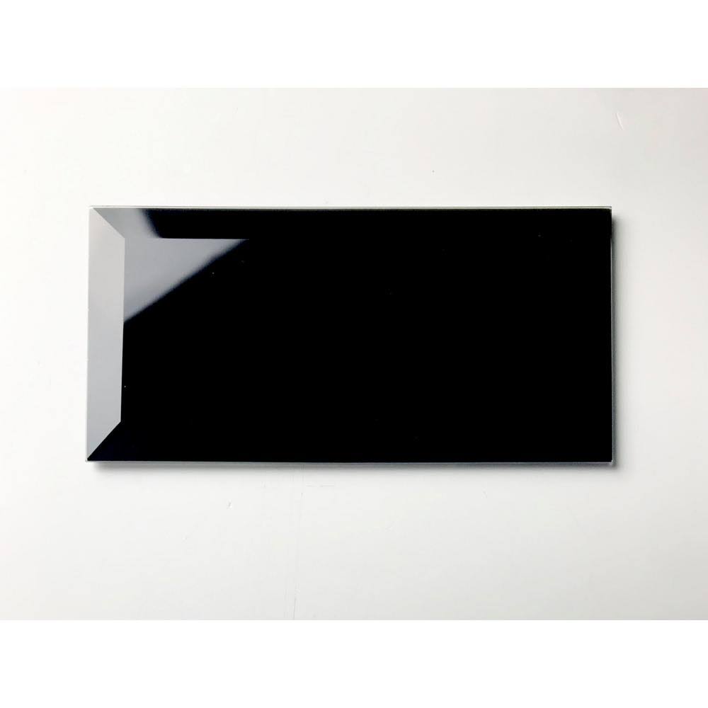 Glossy Black Beveled Glass Peel & Stick Wall Tile D149