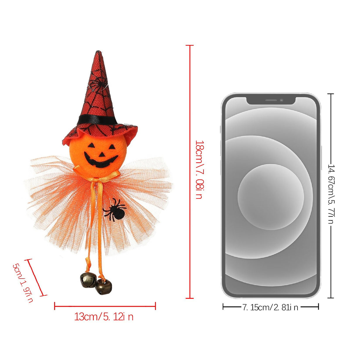 Pumpkin Witch Doll Scary Halloween Cat Novelty Toy Cloth K88448