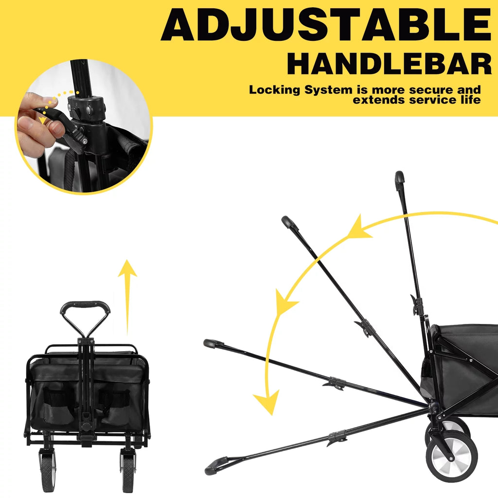 Folding Wagon Cart with Wheels, Black J53675