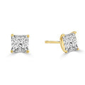 Prong Set Stud Earrings with Artificial Princess Cut Diamond in Vermeil I432848