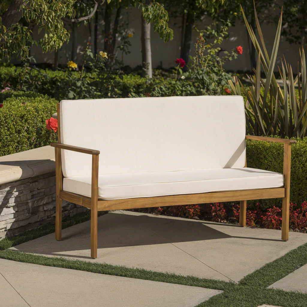 Acacia Wood Outdoor Bench with Cushion Z817