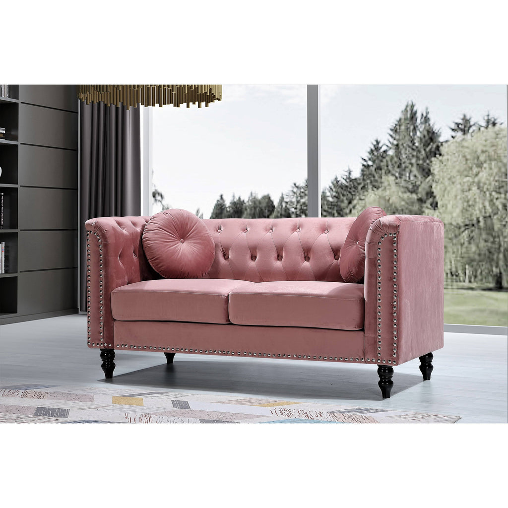 Dark Blue Velvet Chesterfield Loveseat R621
