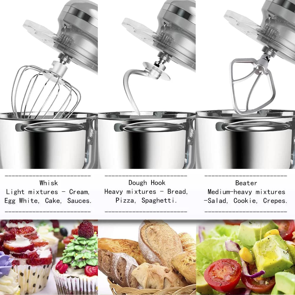 6.5-QT 660W 6-Speed Tilt-Head Stand Mixer with Dough Hook Wire Whip Beater Blue S807211