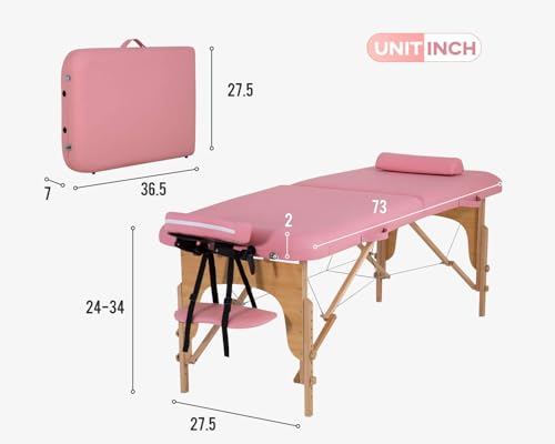 Portable Massage Table 28 inche Wide Heigh Adjustable 2 Folding Spa Table E6860