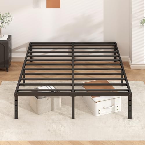 14 Inch Tall Black Metal Platform Twin Size Bed Frame S5941
