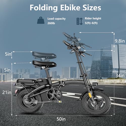 Peak 500W 23MPH Folding Electric Bike 48V 12AH F15389