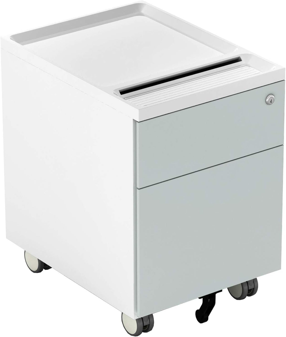 2 Drawer Metal File Cabinet with Lock and Casters A17375