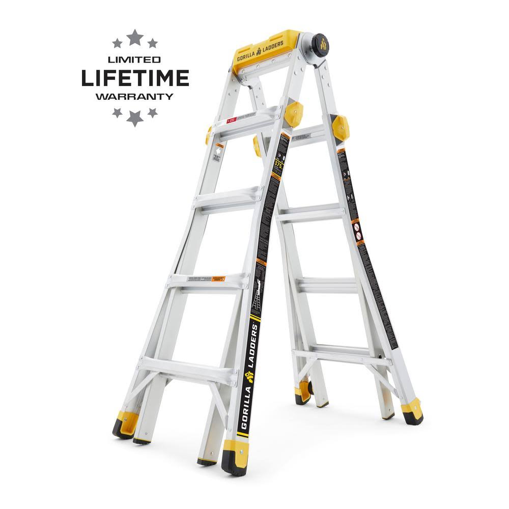 19 ft. Aluminum Multi-Position Ladder with Project Top, 375 lbs. Load Capacity Type IAA Duty Rating U63573