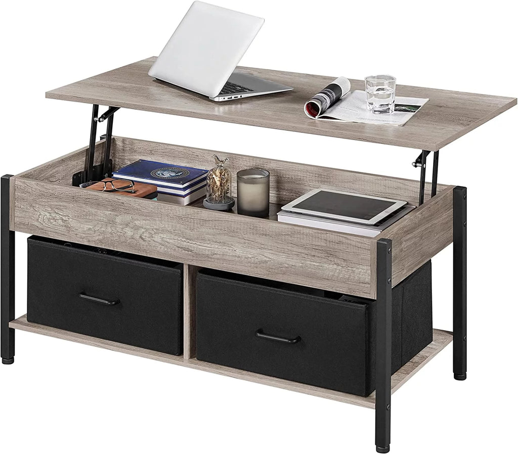 41 Inch Lift-top Coffee Table with Hidden Storage and 2 Fabric Baskets X876828