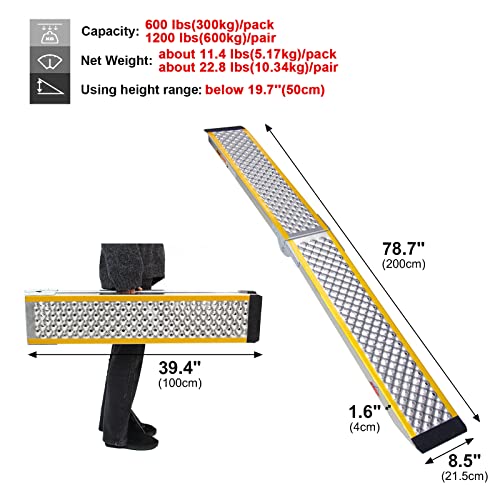78.7" L × 8.5" W 600 lbs Capacity Foldable Aluminum Loading Ramp J9717