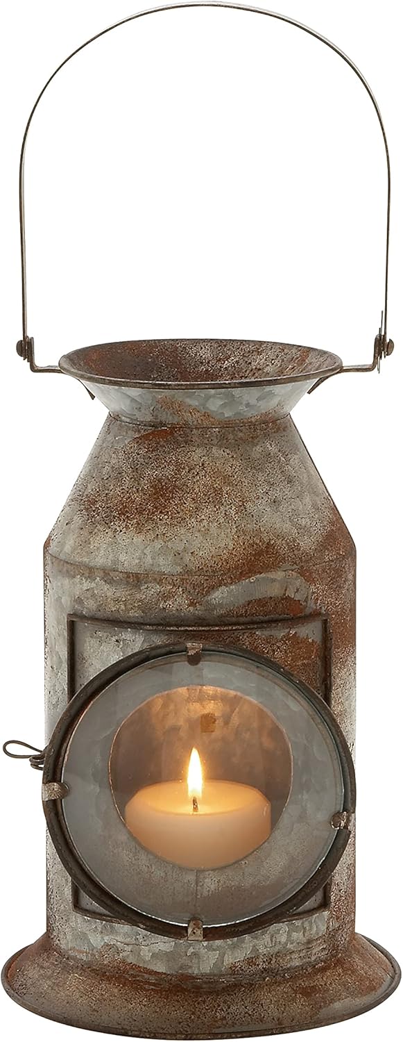 Metal Glass Candle Lantern 8 W 19 H E79871