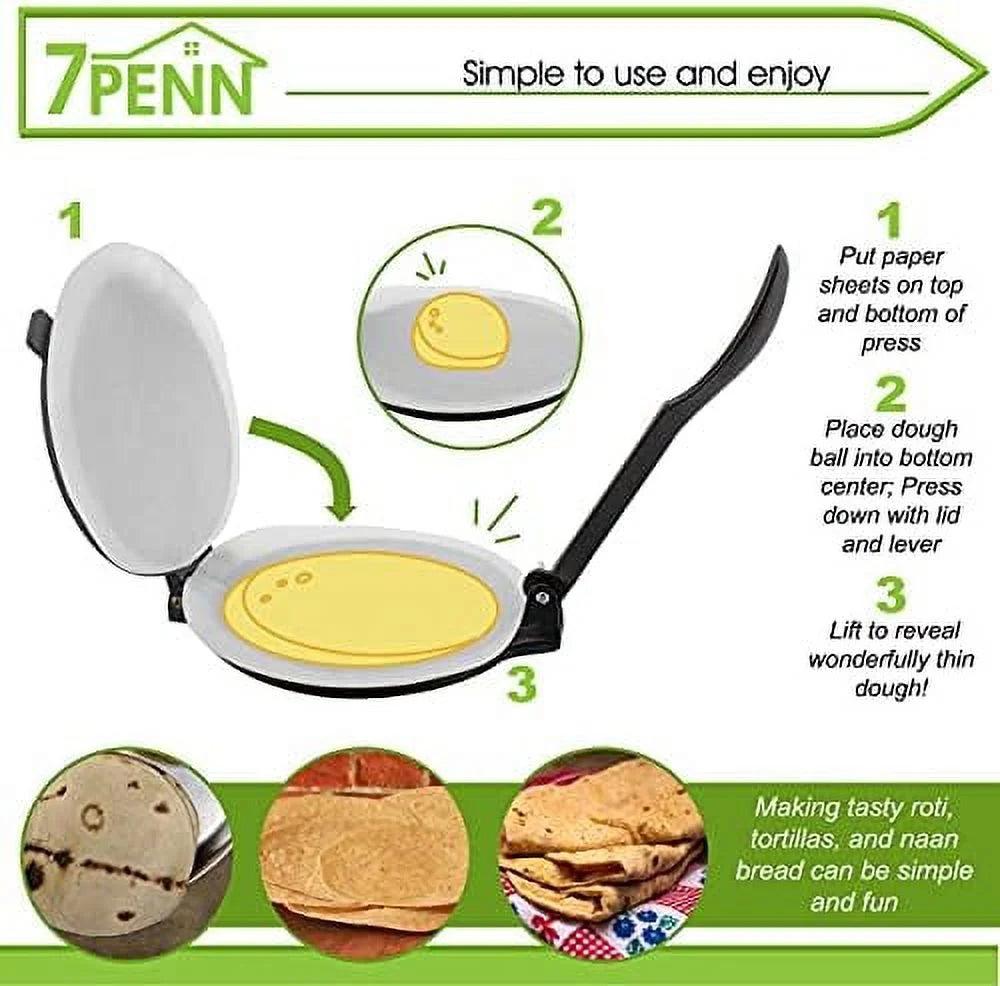 Cast Iron Tortilla Press 10In with 100 Cooking A4026