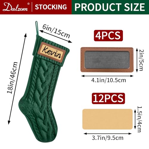 4Pcs Personalized Christmas Stockings with Leather Patches P8869