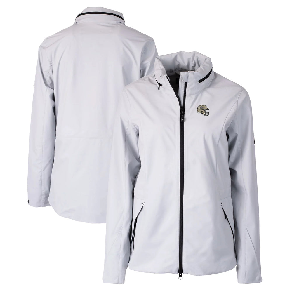 Women's Gray Water Repellent Stretch Full-Zip Rain Jacket G42152