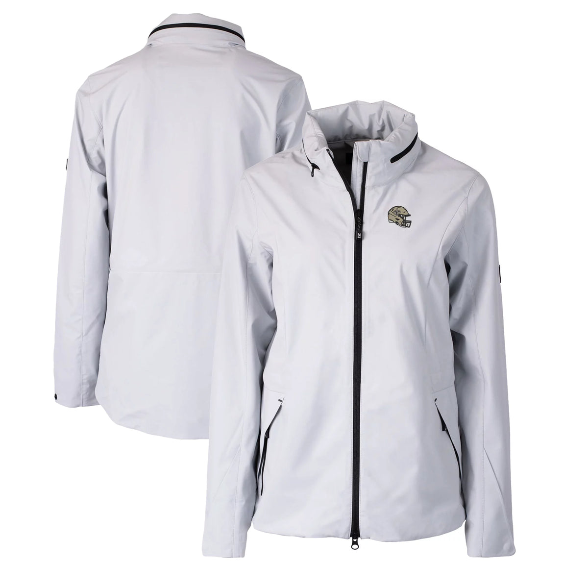 Women's Gray Water Repellent Stretch Full-Zip Rain Jacket G42152