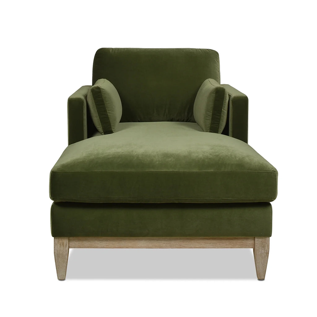 Olive Green Performance Velvet Chaise Lounge Chair I421