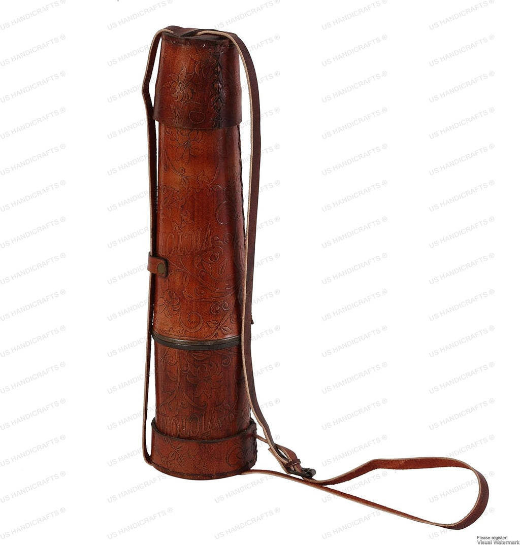 Brass Handmade Telescope with Spy Glass & Leather Case O4389