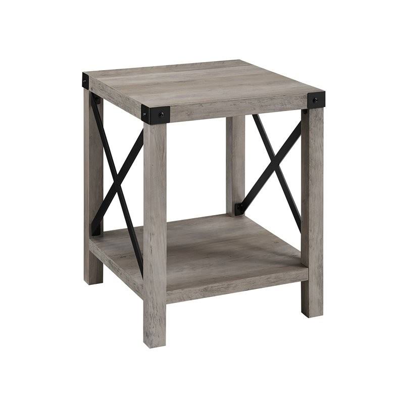 Gray Wash Metal Side Table B11978