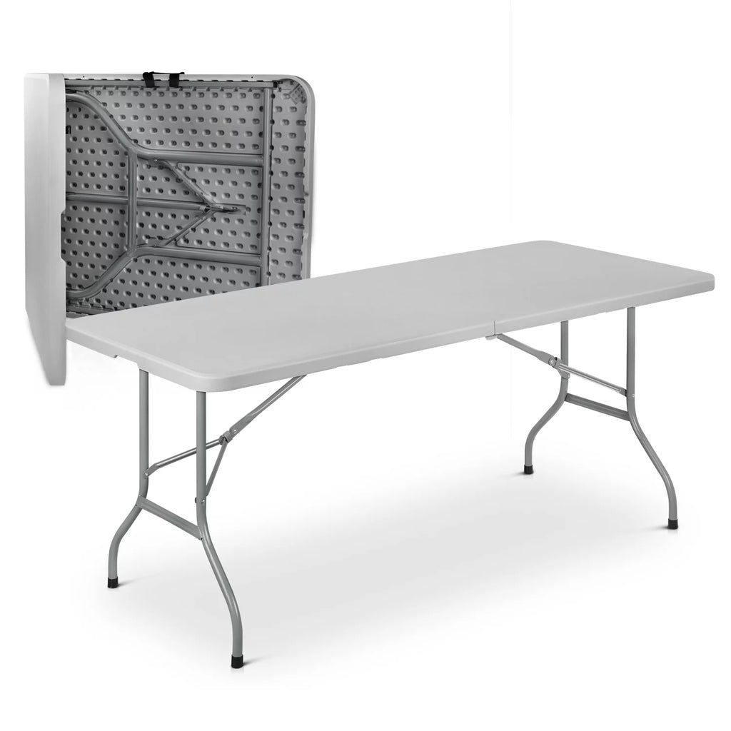 6FT Grey Portable Heavy Duty Plastic Folding Table C819