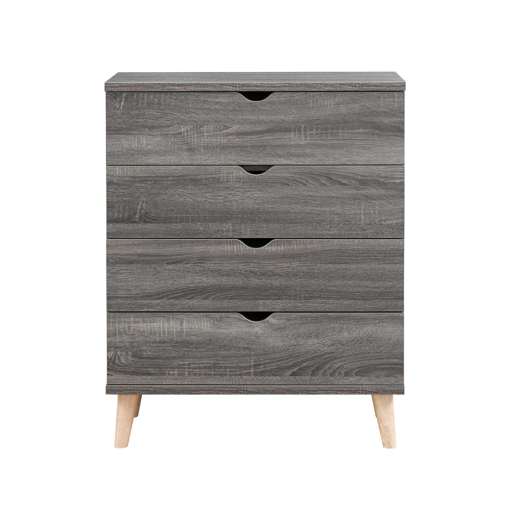 Dark Gray Wood 4-Drawer Chest J669