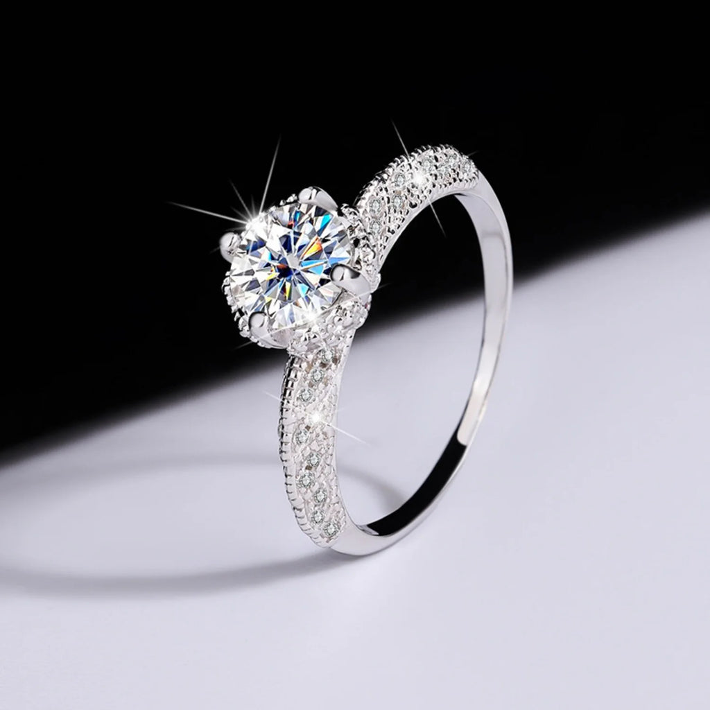 1ct VVS1 Moissanite Engagement Ring S925 Sterling Silver C76713