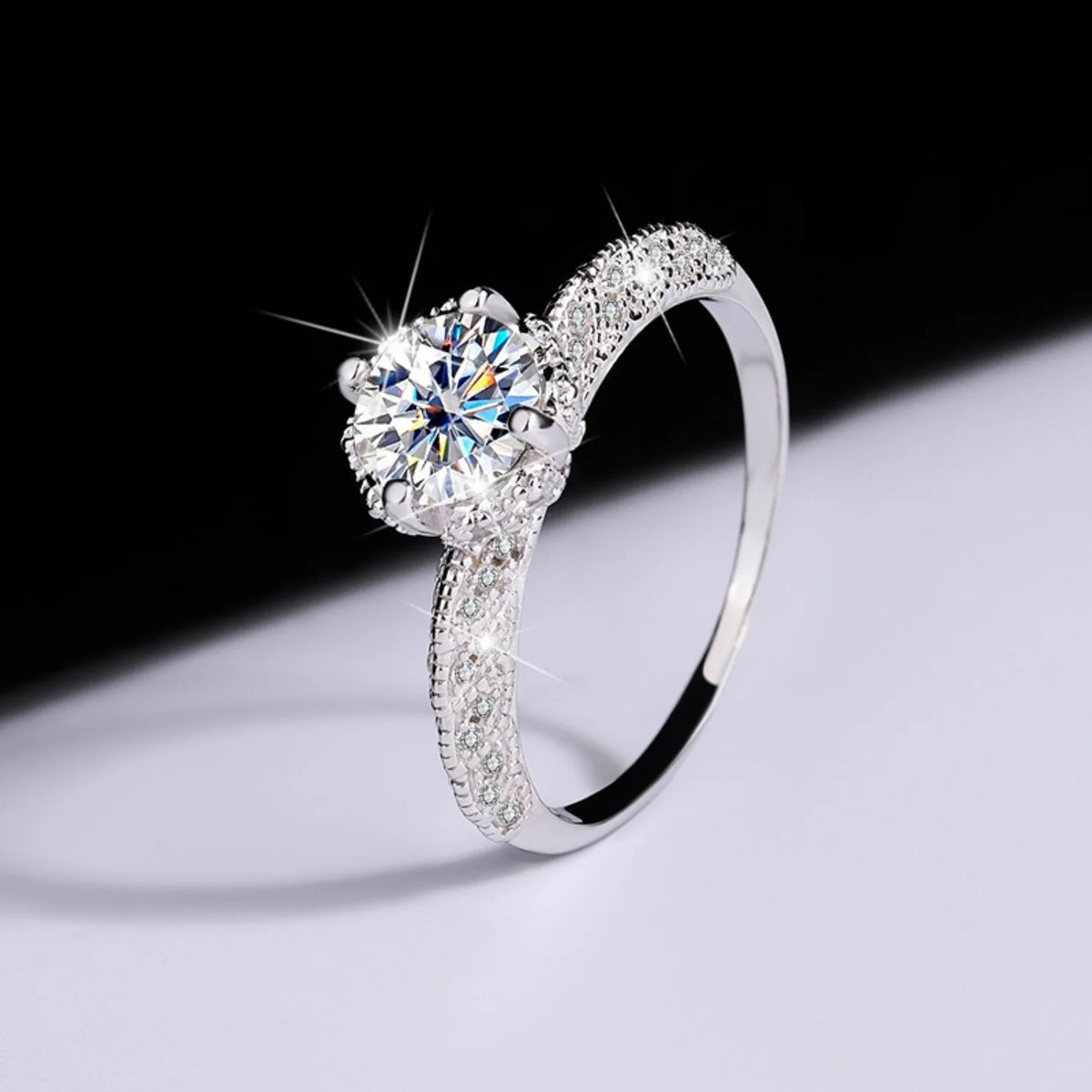1ct VVS1 Moissanite Engagement Ring S925 Sterling Silver C76713