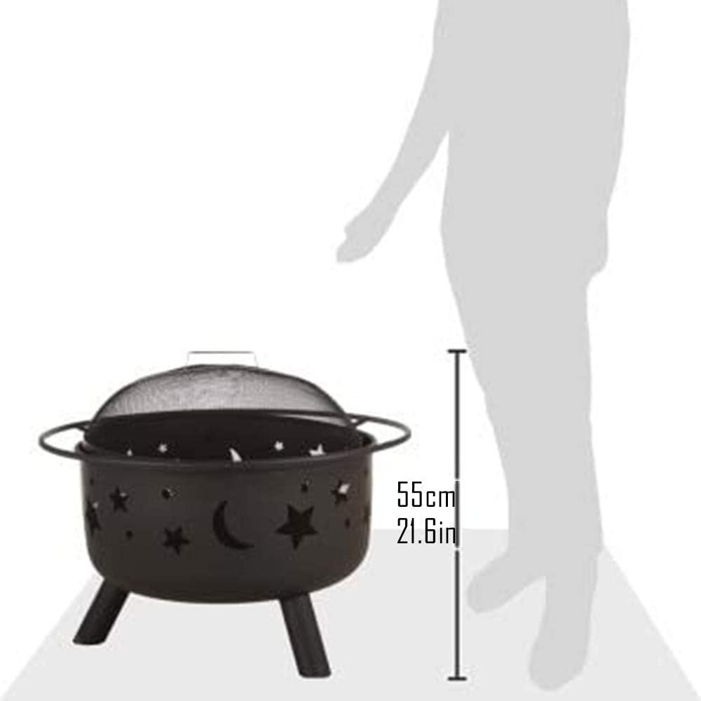 Large Size Steel Fire Bowl with Mesh Spark Screen Cover V584893