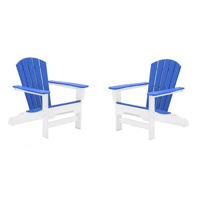 White/Royal Blue Plastic Adirondack Chair N6696