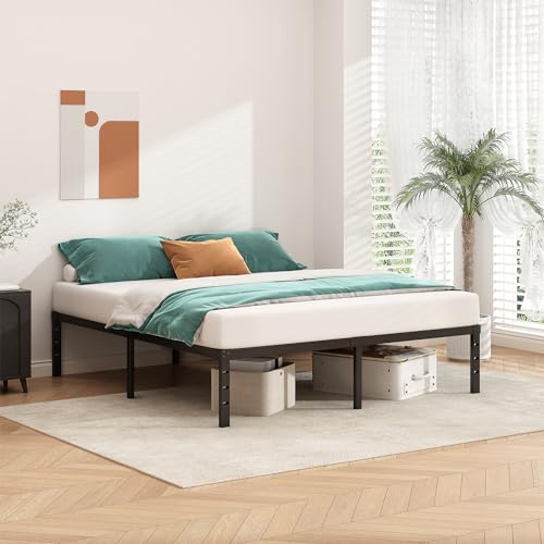 14 Inch Tall Black Metal Platform Twin Size Bed Frame S5941