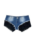 Lace Denim Mini Shorts E450747