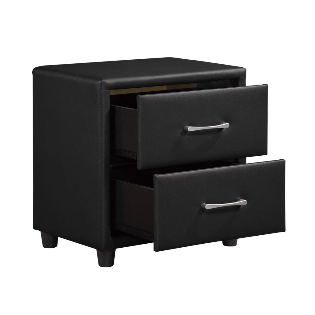 Black Faux Leather 3pc Eastern King Size Bedroom Set N133