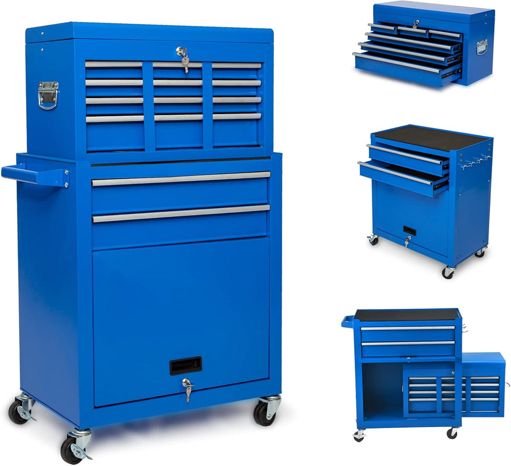 Red Rolling Tool Chest with Detachable Toolbox Organizer Cabinet H9760