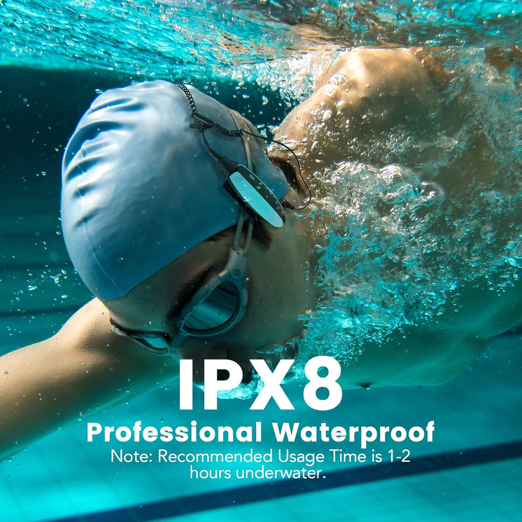 Swimming MP3 Player with Clip, 8GB IPX8 Waterproof Music Player with Bluetooth and Underwater Headphones, Pack of 2 G6043
