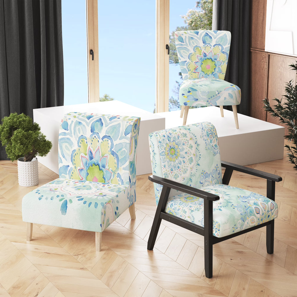 Upholstered Floral Accent Chair Y627