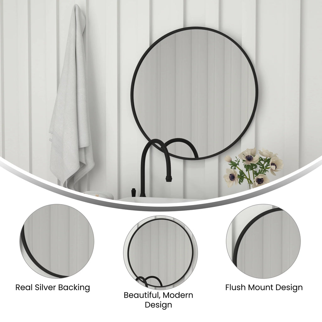 Black Modern Wall Mounted Mirror T8338