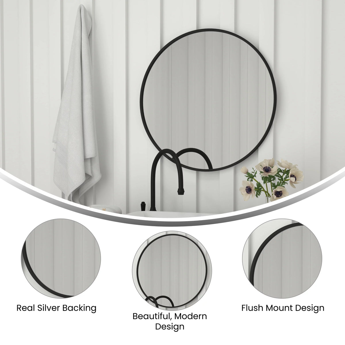Black Modern Wall Mounted Mirror T8338