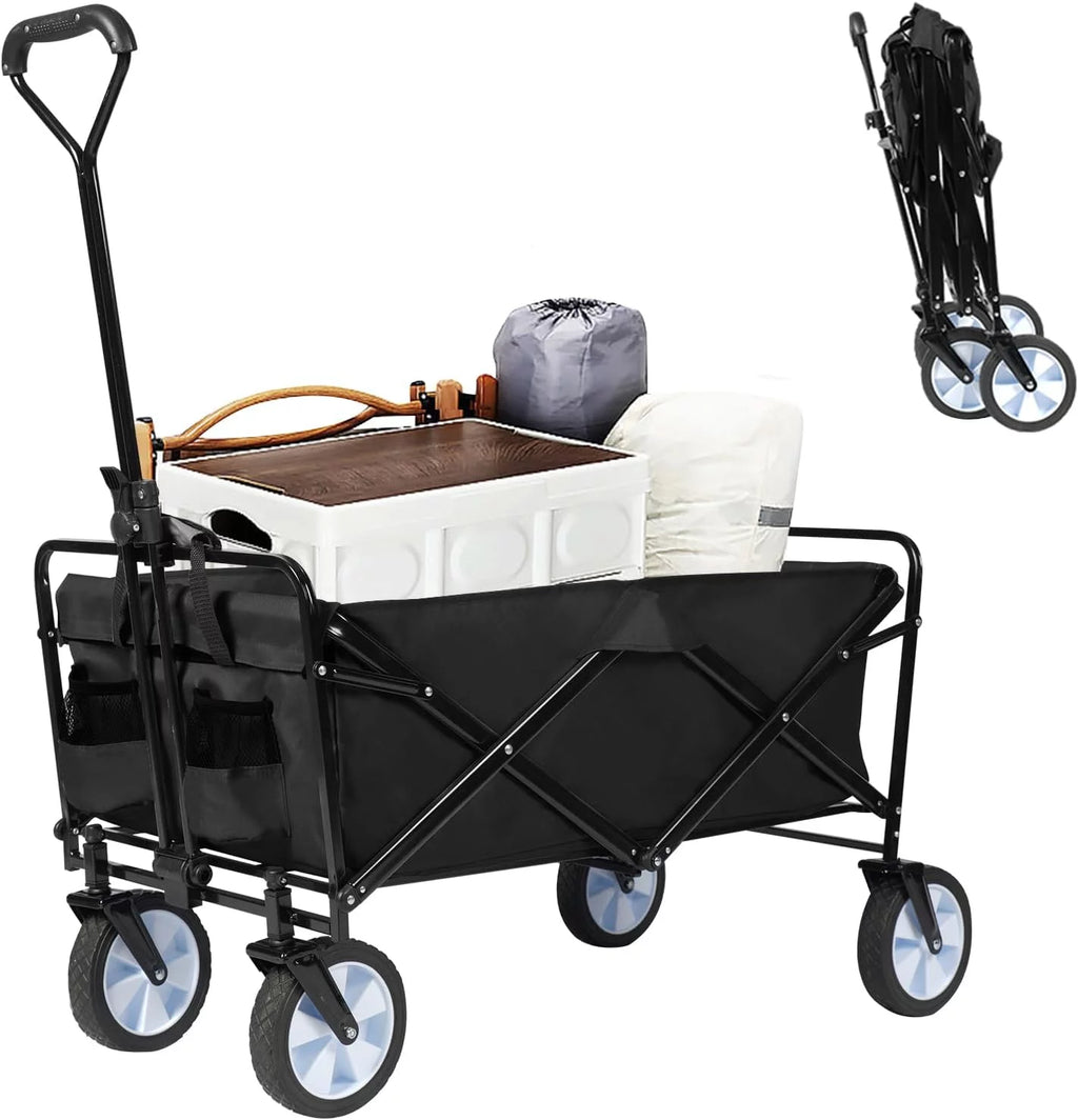 Folding Wagon Cart with Wheels, Black J53675