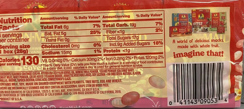 Sun-Maid Strawberry & Vanilla Yogurt California Raisins 30 Boxes I599